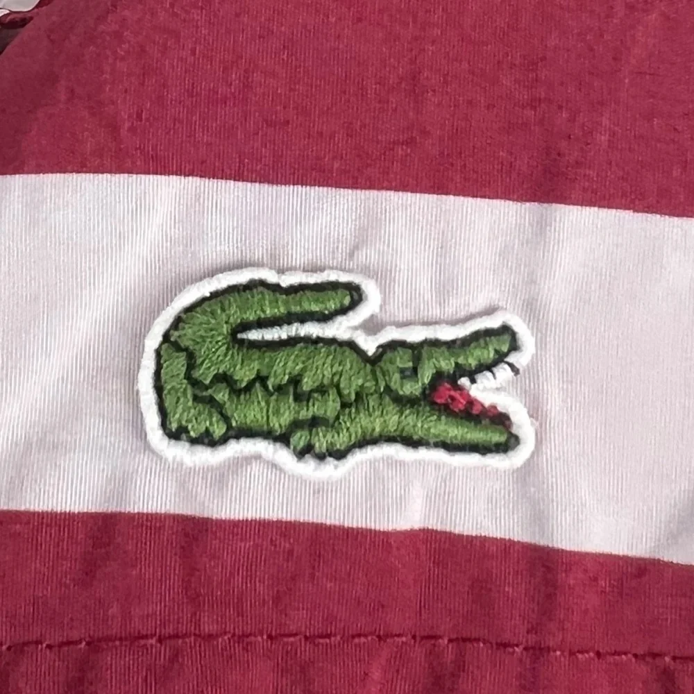 Lacoste Mens Large Swim Shorts Striped Red White 5” Inseam Polyamide Beach EUC - Picture 11 of 12